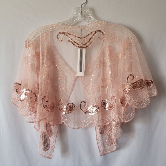 1920s Semi Sheer Sequin Beaded Evening Cape Size OS - Picture 8 of 11